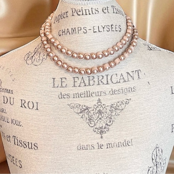 Vintage Ara Rose Gold Faux Pearl Necklace and Ribbon 40” - Picture 12 of 17